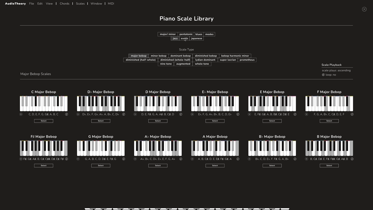 AudioTheory Piano Keys new scale sets
